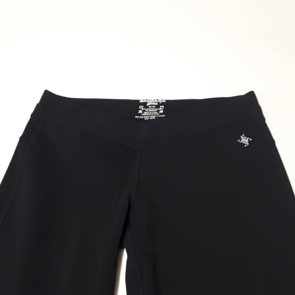 EUC Sansara Yoga black scalloped waist detail wide leg cropped trackpants, M - Picture 1 of 9